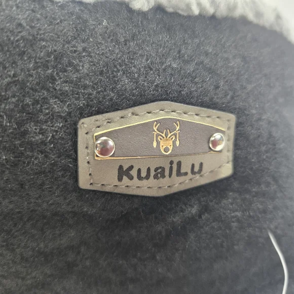 KauiLu Black and Brown Winter Felt Wool Slippers with Sherpa Lining Size 12 - Picture 10 of 11